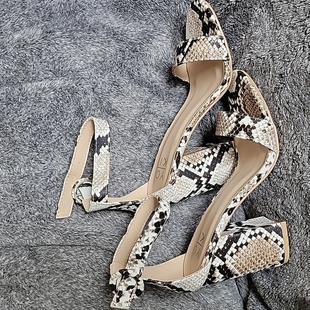 Block heeled snake skin sandal